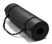 NBR Yoga Mat 10mm Thick Pad Nonslip Exercise Fitness Pilate Gym Durable Black