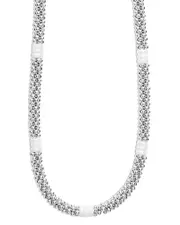 Lagos 18K Yellow Gold & Sterling Silver White Ceramic Rondelle & Bead Collar Necklace, 18