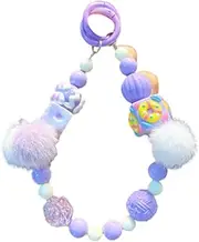 [Ｓｉｍｈｏａ] Phone Charm Bag Pendant Car Key Charm DIY Decoration Cartoon Beaded Keychain Beaded Phone Lanyard for Valentine's Day Kids