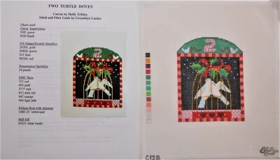 Shelly Tribbey Designs Needlepoint Canvas & Instructions #2/Two Turtle Doves