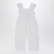 [Il Gufo] White Linen Overall With Ruffles 18 M White