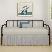 Cottington Lane Ruffled Daybed Skirt with Split Corner, Premium Hotel Quality Brushed Microfiber Twin Size Gather Dust Ruffle 18 Inch Drop Sofa Bedskirt, Easy Fit, Stay in Place, Silver Grey