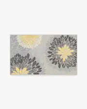 90' x 150' | Machine Washable Runner Rug | Kid & Pet Friendly | Indoor Rug | Floral Medallion Yellow Grey Rug | Ruggable