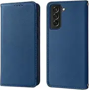 [LANJLM] Wallet Case for Samsung Galaxy S21 Phone Cases Premium Leather PU Flip Cover Magnetic Shockproof Closure Book Design with Kickstand Feature & Card Slots Galaxy S21 Case - Blue