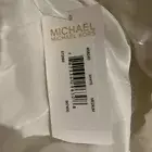 Michael Kors White Lined Raincoat Medium Silver Buttons And Belt Brand New Tags