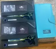 Kenchii Peacock 8.0 Shears Set - 2 Piece With Turquoise Case New In Package, RH