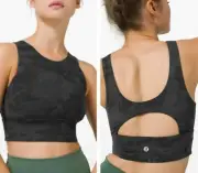 NEW Lululemon Black Camo Stronger As One Long Line Bra Medium Support C D Cup 6