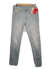 True Religion Men's Blue Kettle Geno No Flap Relaxed Slim Moto Jeans Size 29x34