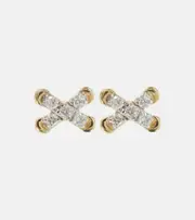 [Stone and Strand] Stone and Strand Diamond Cross Stitch 14kt gold stud earrings with white diamonds One size gold