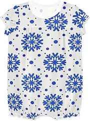 [miaozhen] New-Born Romper For Baby Girl Ruffled Sleeve Baby Girl Jumpsuit Romper Cotton Infant Clothes Outfits 12M Snowflake Blue Polka Dot cinco de mayo outfit baby girl, Snowflake Blue Polka Dot