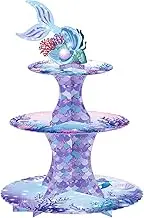 Festicreamy Mermaid Cake Stand 3 Tier - Mermaid Cupcake Stand Mermaid Party Decortions for Mermaid Theme Party Baby Shower Birthday Party Supplies