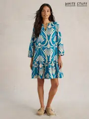 White Stuff Blue Otto Linen Blend Dress (F03326) | $173