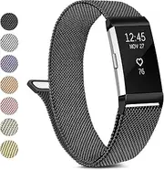 Metal Band Compatible with Fitbit Charge 2 Bands Women Men, Stainless Steel Mesh Loop Adjustable Wristband Replacement Strap for Fitbit Charge 2