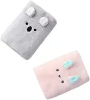 2Pcs Quick Dry Hair Wrap Towels Cartoon Bear Bunny Design Soft Fleece Hair Drying Wraps for Quick Bath Absorbent and Lightweight Pink