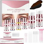 Brow Lamination and Tint Kit, 2in1 Eyebrow Lamination & Eyebrow Tint Kit, Brow Perming Brow Dyeing Set for Fuller Colored Brows Professional Eyebrow Lamination Kit with Black & Brown Color