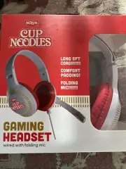 Cup Noodles Red/White Gaming Headset Wired/folding Mic 5ft Cord