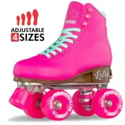Crazy Skates RETRO Roller PINK Size Adjustable Quad Rollerskates for Girls