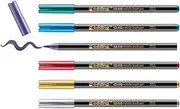 edding 1340 metallic brush pen - set of 6 pens - flexible brush nib 1-6 mm - glitter metallic marker for lettering, drawing and sketching - high opcaity even on darker paper