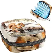 Period Bag,Sanitary Napkin Storage Bag,Forest Snow Animal Winter,Tampon Holder for Purse