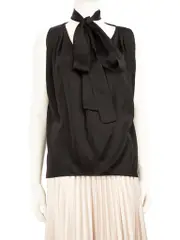 McQ Black Silk Neck-Tie Top