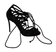Dolce&Gabbana Women Black High Heel Shoes Suede Leather Gladiator Sandals EUR 36