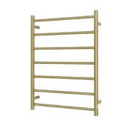 Radiant RTR01 Round Bar Heated Towel Rail - 600 x 800mm - Brushed Gold Stainless Steel - Bottom Right/Top Left Wiring