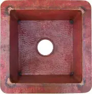 18" Natural Squared Undermount Hammered Bar Copper Sink