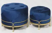 Premium navy ottoman sets with gold metal frame in 2pieces