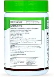 O.Ziva Plant Based Omega 3 6 9 Multivitamin Supplement for Men & Women (1000 mg Vegan Omega Oil Concentrate with Flaxseed & Blackseed Oil) Fatty Acids (Omega 3 6 9, 60 Capsules)