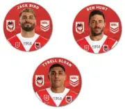 ST GEORGE DRAGONS NRL TEAM PLAYER IMAGE BUTTON BADGES BIRD HUNT SLOAN