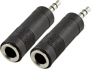 uxcell 3.5mm Male to 6.35mm Female Jack Audio Speaker Cable Connector Adapter 2 Pcs Black