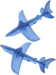 Kisangel 2pcs Foam Shark Airplane for Hand Throwing Planes for Indoor and Outdoor Games Creative Fun and Imagination Development for Boys