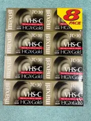 Maxell VHS-C Camcorder HGX-Gold Premium High Grade TC-30 Videotape Sealed 8 Pack