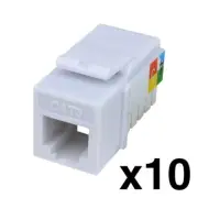 Construct Pro Cat3 (RJ-11) 6P4C Keystone Phone Jack (10 Pack, White)