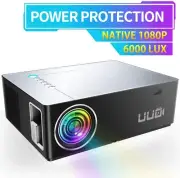 UUO Native 1080P Projector 6000 Lux Led Projector,Support 4K HD Video 300" Displ