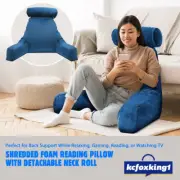 Backrest Reading Pillow Memory Foam Lumbar Support Cushion Neck Back Rest Blue