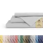 100% Cotton Percale Sheets Full Size, Silver, Deep Pocket, 4 Pieces Sheet Set...