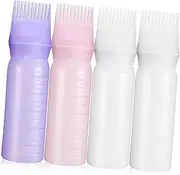 TOGEVAL 4Pcs Hair Dye Applicator Bottles with Graduated Scale Hair Oiling Bottle Root Comb Applicator for Application Hair Care Home Salon Use