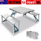 Foldable Aluminium Camping Table and Chairs Bench Set Picnic Garden Party BBQ