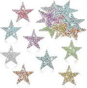 Prasacco 16 Colorful Rhinestone Star Patches - Bling Iron On Star Patches for DIY Clothing, Jeans, Hat Repair & Decoration