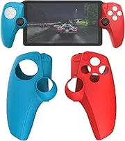 Buziba Controller Silicone Cover Split Protective Sleeve Controller Skin for for Sony PS5 Playstation Portal Handheld Game Console Soft Rubber Case(Red+Blue)