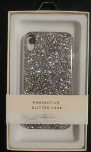 Nanette Lepore Protective Silver Glitter Phone Case iPhone XR