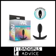Anal Adventures Platinum Vibra Slim Plug Black 8.9 cm Small Butt Plug with Ball