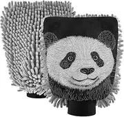 XYMZR Panda Black White Absorbent Microfiber Car Wash Mitt, Funny Cute Anime Scratch Free for Cars Cleaning, Home Cleaning Mitts, 2 Pack, 10.24” L x 7.09” W