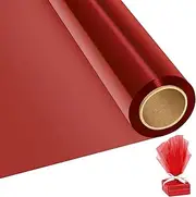 Rustark Red Cellophane Wrap Roll 40CMx30M / 15.7inx100Ft Thick Cellophane Transparent Cello Wrapping Paper Gift Wrapping Craft Flower Bouquet Baskets Decoration