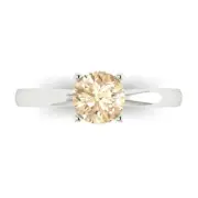 1.0 Round Cut Natural Morganite Wedding Bridal Promise Ring Real 14k white gold