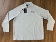 NWT Devon & Jones CrownLux Men's Clubhouse Blue Micro-Stripe Quarter-Zip XL Golf