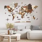 【熱銷款-現代多彩🔥】質感探索家™ | 3D木製世界地圖 立體地圖 牆壁裝飾 世界地圖壁貼 實木地圖 居家擺飾 餐廳裝潢