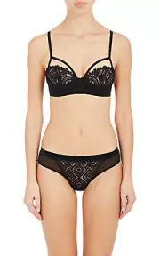 COSABELLA LUSSO Lingerie Bra Thong Panties 2pc Set Roma Black Harness NWT $250