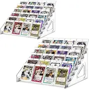 Sibosen 2 Pack 7 Tier Acrylic Card Display Stand, Versatile Display for Trading Cards,Greeting Card Display Stand,Portable Display Rack Holder for Graded Cards, PSA Cards,Sports, Business Cards